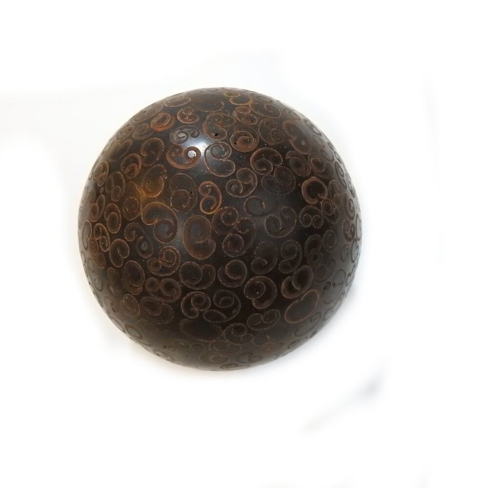 Vintage Spotty Swirls Coconut Ball Sphere Orb Vase Bowl Filler Dark Brown